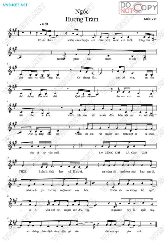 sheet music Ngoc – Huong Tram