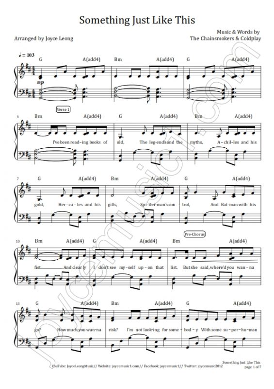 Something Just Like This (Tokyo Remix) Sheet Music, Coldplay