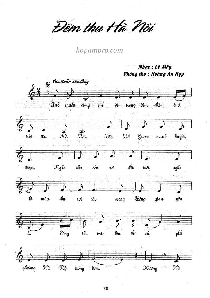 Dem thu Ha noi - Le May - Sheet
