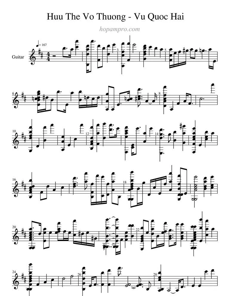 Huu the vo thuong - sheet
