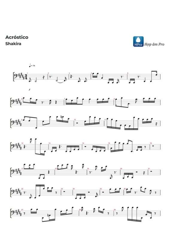 Acrostico - Shakira - sheet
