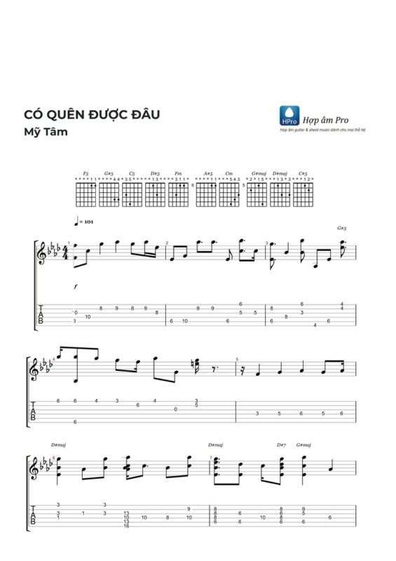 Co quen duoc dau - My Tam - sheet