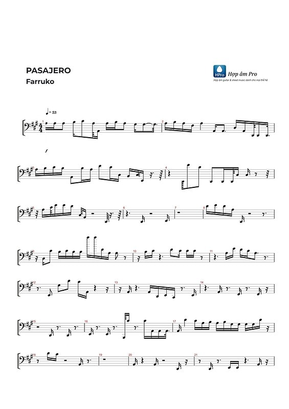 Pasajero - Farruko - sheet