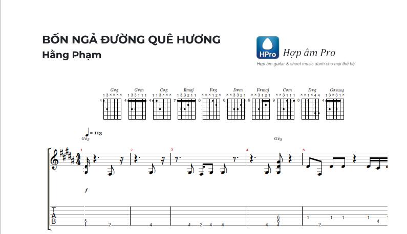 Bon Nga Duong Que Huong - Hợp Âm Pro