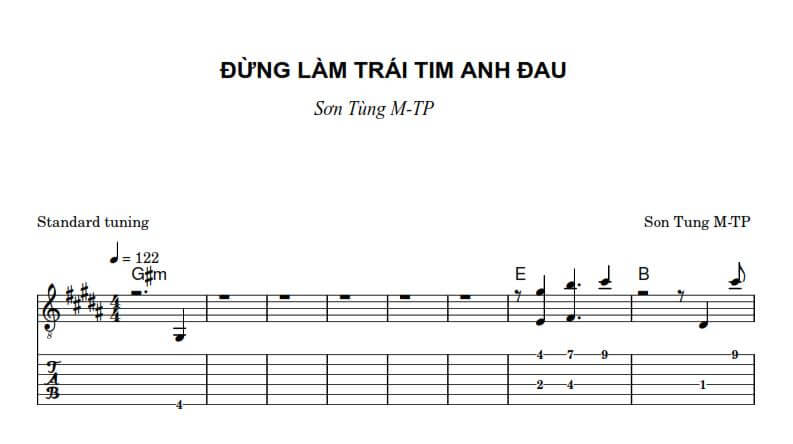 Hợp âm ĐỪNG LÀM TRÁI TIM ANH ĐAU - Sơn Tùng M-TP