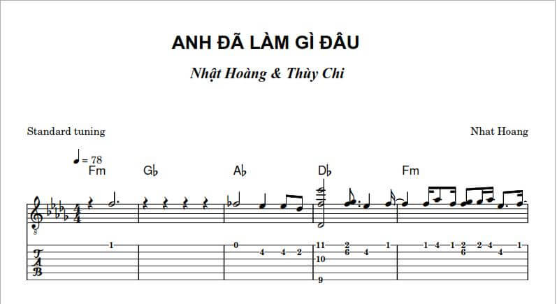ANH ĐÃ LÀM GÌ ĐÂU (Hợp âm) - Nhật Hoàng